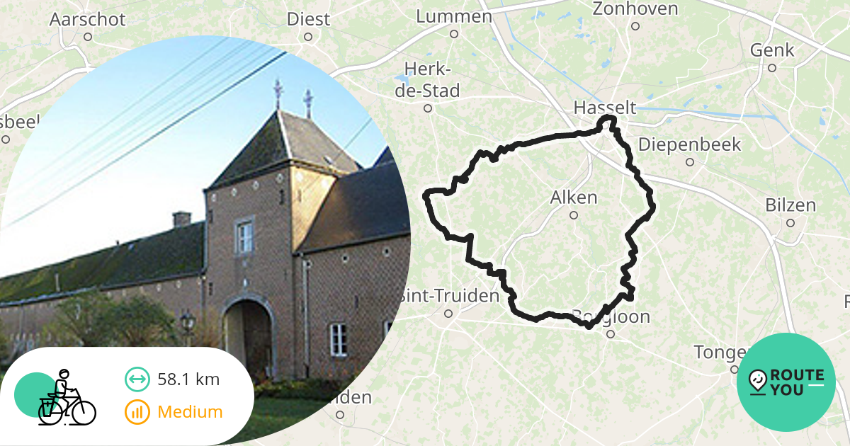 58km Hasselt Richting Zuid Recreatieve Fietsroute RouteYou