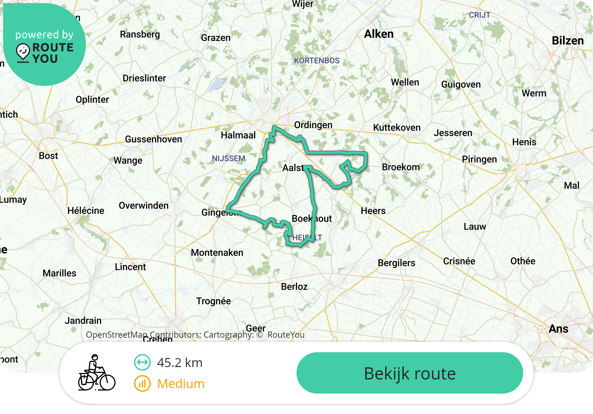 Borlo 45 km fietsroute
