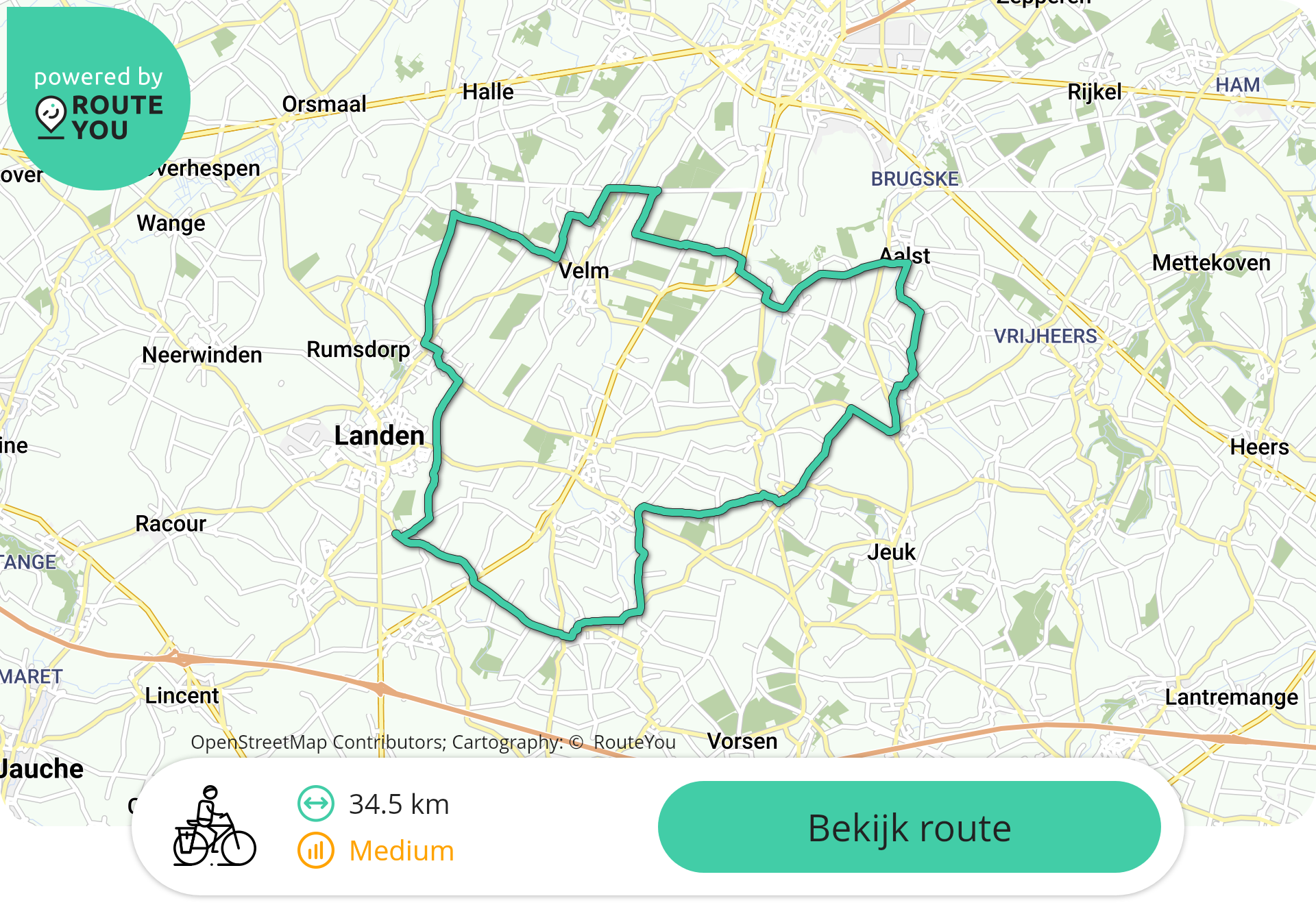 Velm Kerkom Aalst Borlo fietsroute