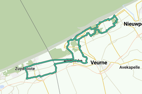 Oostduinkerke - Recreational cycle route | RouteYou