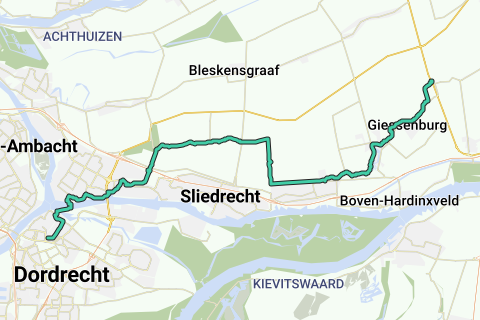Dordrecht - Giessenburg 25km - Recreatieve fietsroute | RouteYou