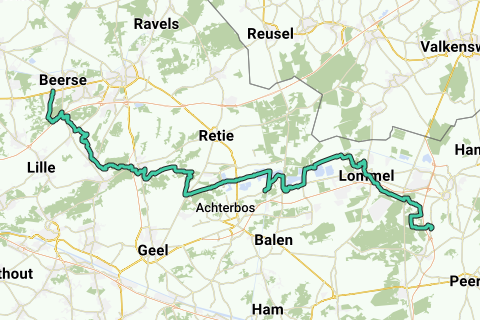 2340 Beerse, MEREN - Overpelt - Recreatieve fietsroute | RouteYou