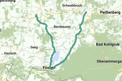 Peiting Map dag 6: Peiting - Marktoberdorf 65km - Racefietsroute | RouteYou