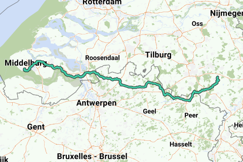 Asten - Vlissingen - Recreatieve fietsroute | RouteYou