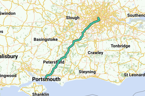 London to portsmouth Walking route RouteYou