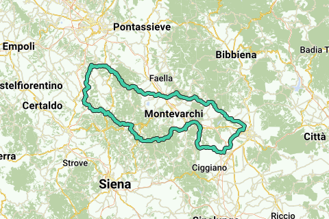 Tavarnelle Val di Pesa Arezzo Road bike route RouteYou