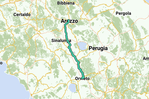 Arezzo Orvieto Itinerario per bici da corsa RouteYou