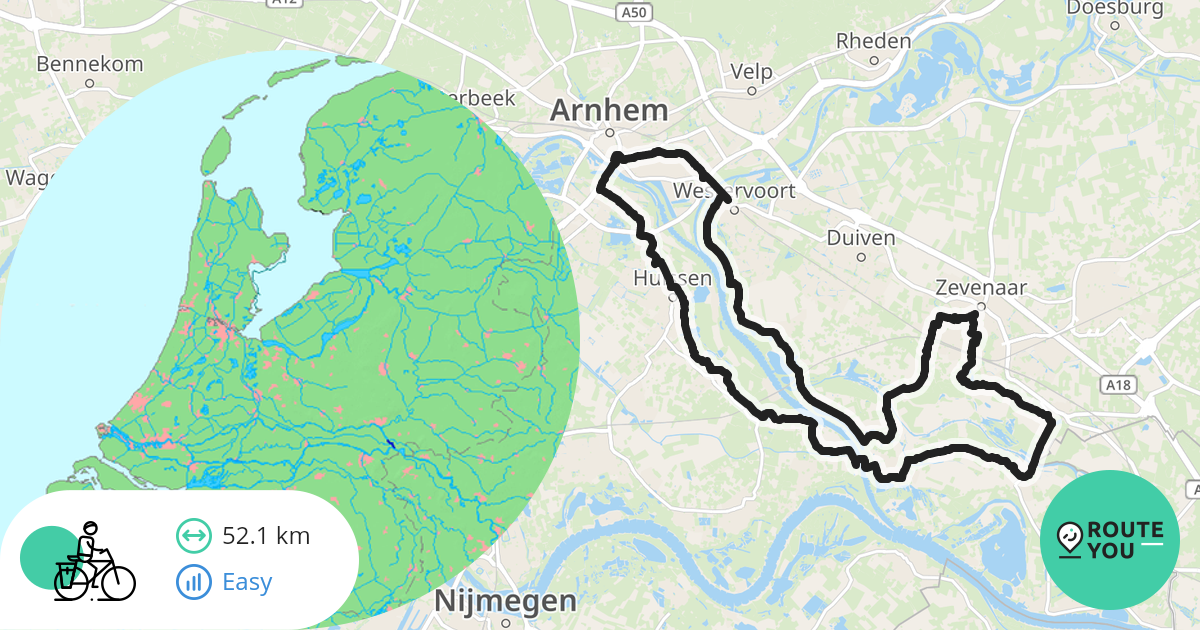 Arnhem Recreatieve Fietsroute Routeyou