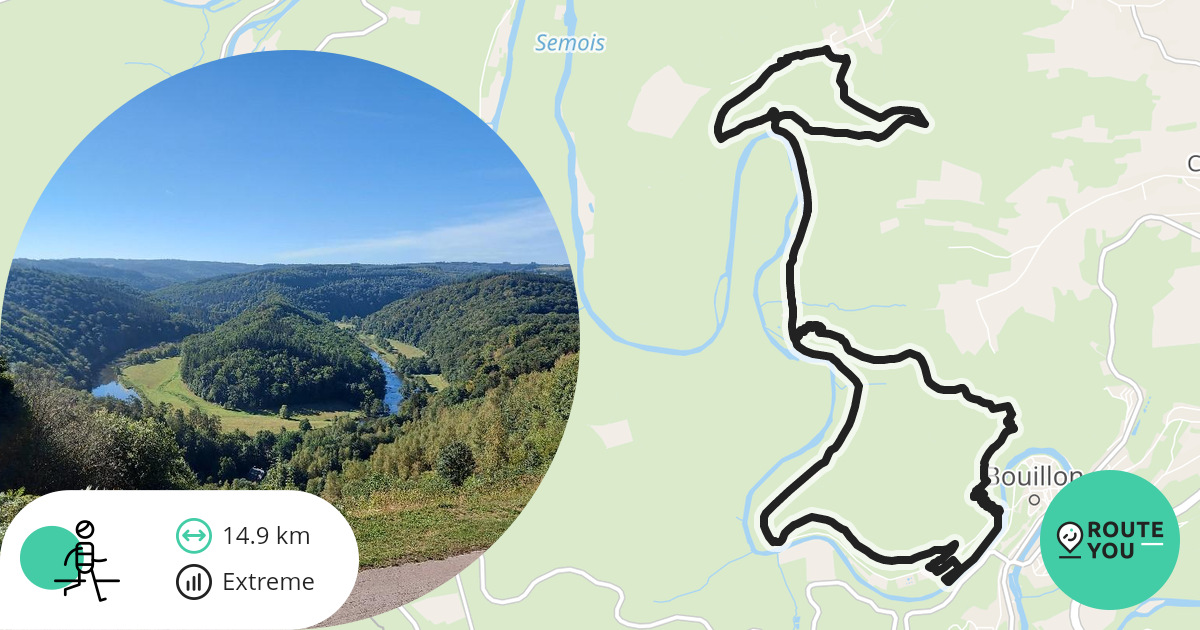 Luswandeling van de Tombeau du Geant naar Bouillon Recreatieve