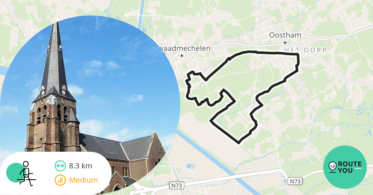 Oostham 8,3 km Wandelroute RouteYou