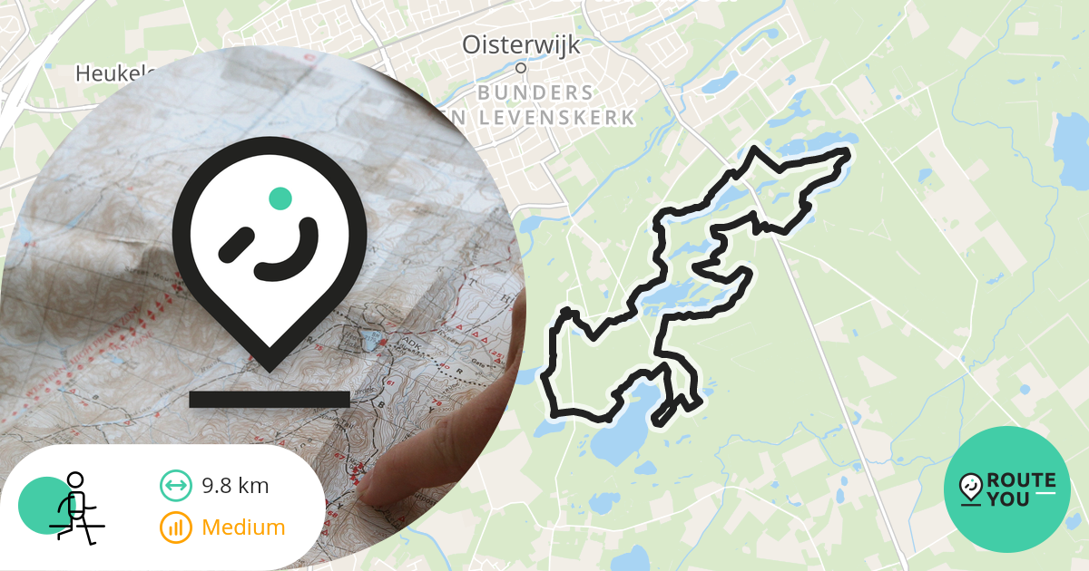 14 vennen route, Oisterwijk (blauwe pijlen) Wandelroute RouteYou