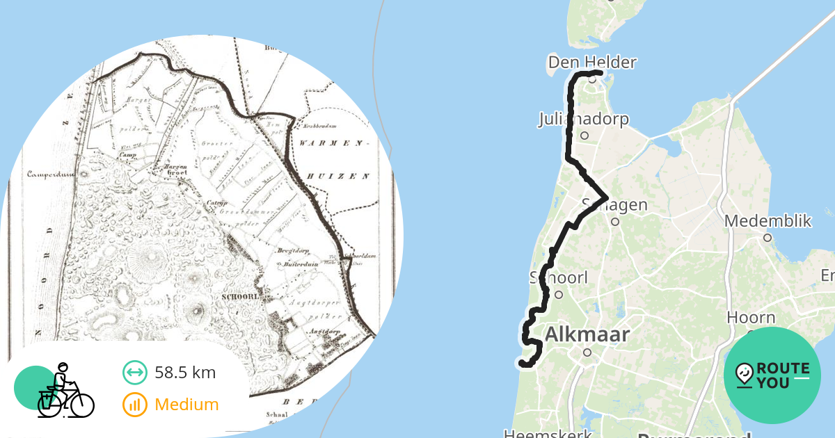 Egmond aan Zee Den Helder Recreatieve fietsroute RouteYou