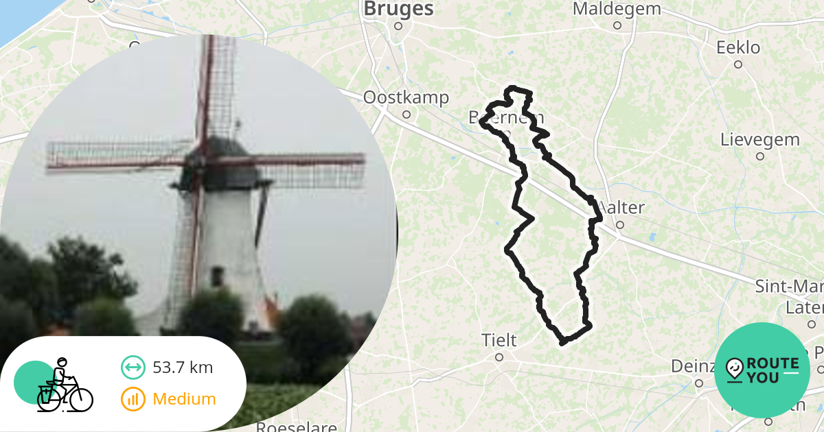 Oedelem Recreatieve fietsroute RouteYou