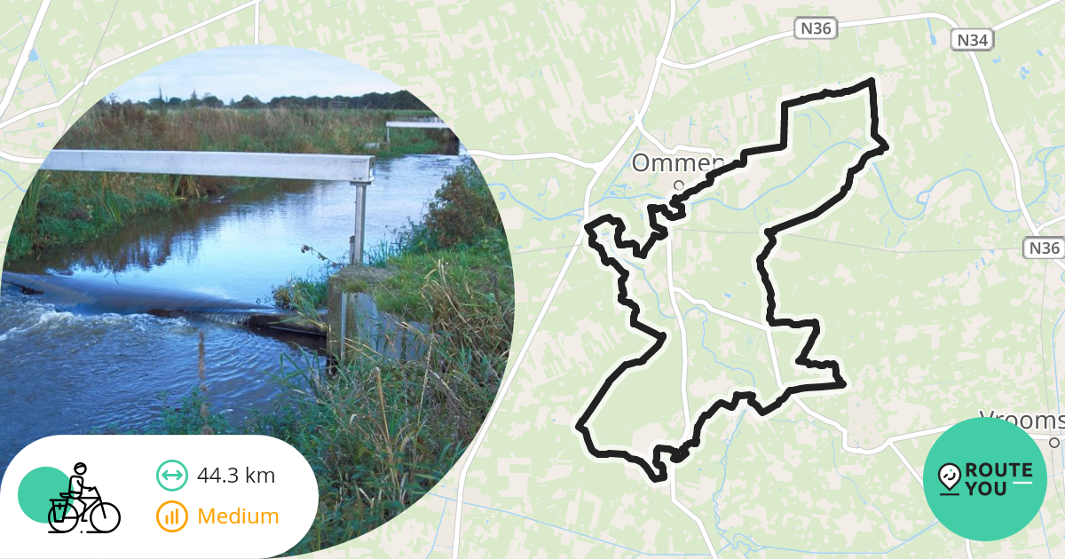 De Vecht en de Regge 44 km _ Ommen Recreatieve fietsroute RouteYou