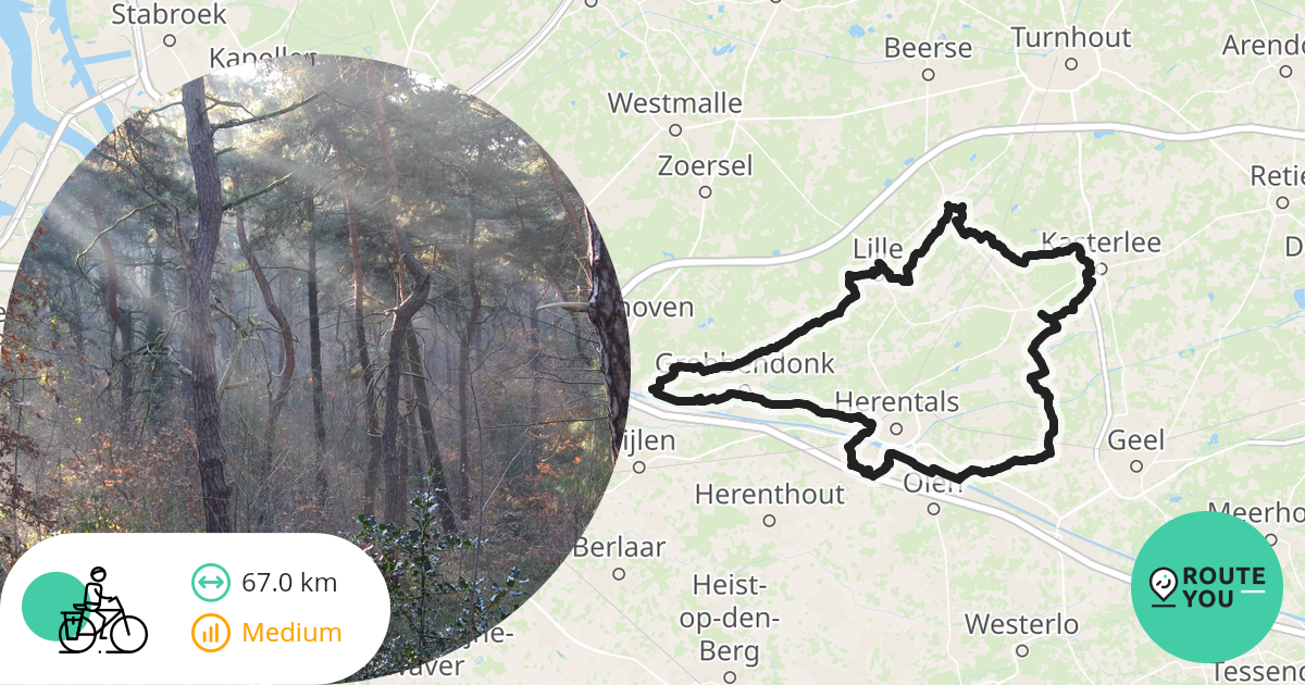 Lichtaart Recreatieve fietsroute RouteYou
