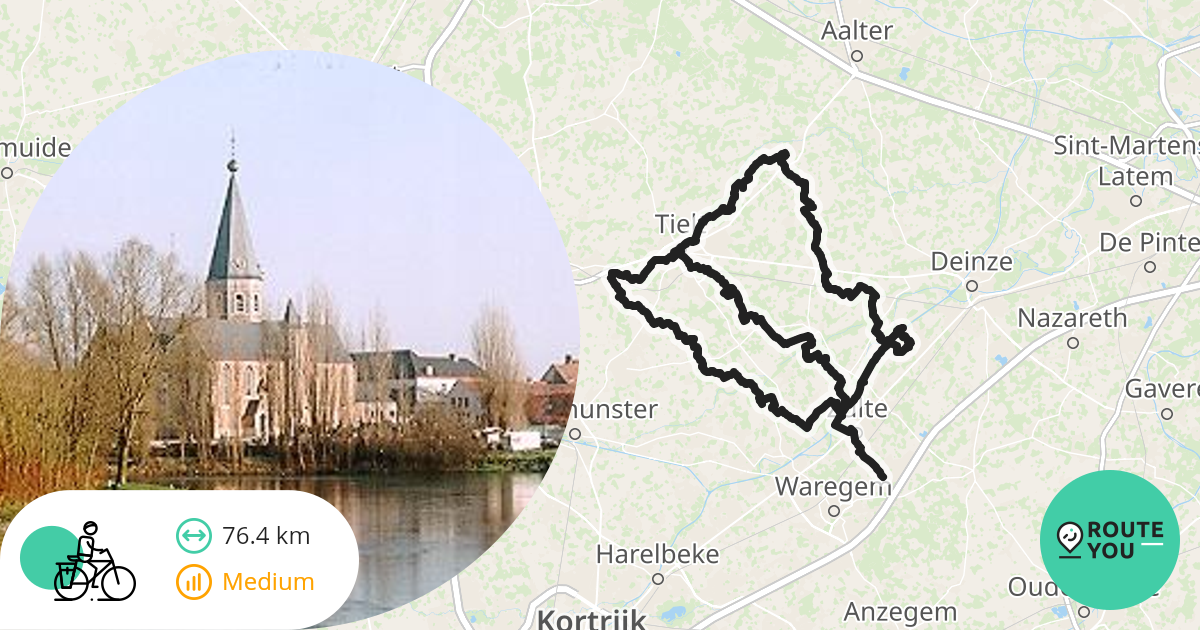 Tielt - Waregem happen en trappen - Recreatieve fietsroute | RouteYou