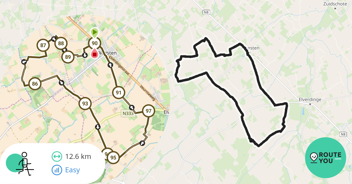 Woesten Knooppunten Wandeling - Wandelroute | RouteYou