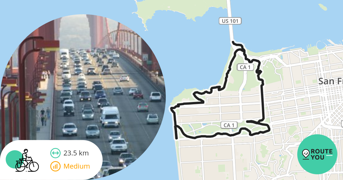 Golden Gate Park Bicycle Tour. Cycle route RouteYou