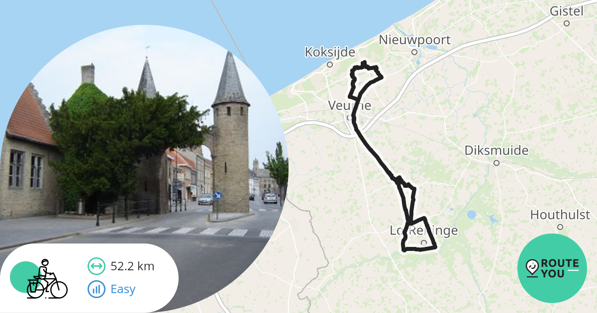 Oostduinkerke - Fintele en terug - Recreatieve fietsroute | RouteYou