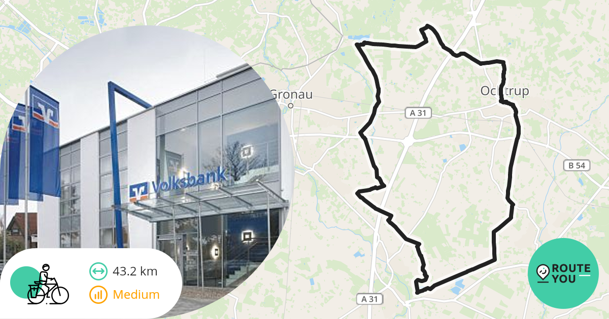 In und um Volksbank OchtrupLaer Freizeit Fahrradroute RouteYou