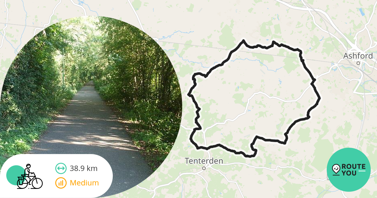 Explore the Scenic Bike Route through Ashford and Shadoxhurst Recreational cycle route RouteYou