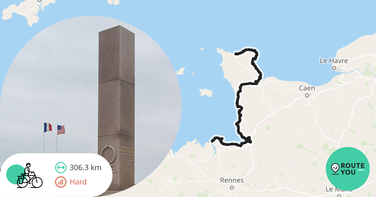 Cherbourg to Granville to St Malo 190 miles Cycle route RouteYou