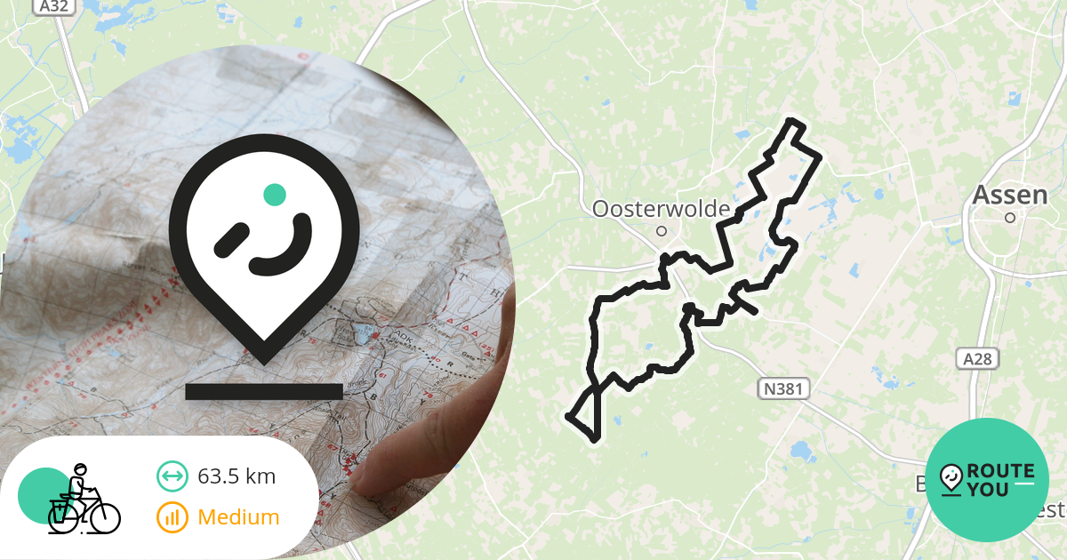 Doldersum 64 km _ van bajes tot bajes - Recreatieve fietsroute | RouteYou