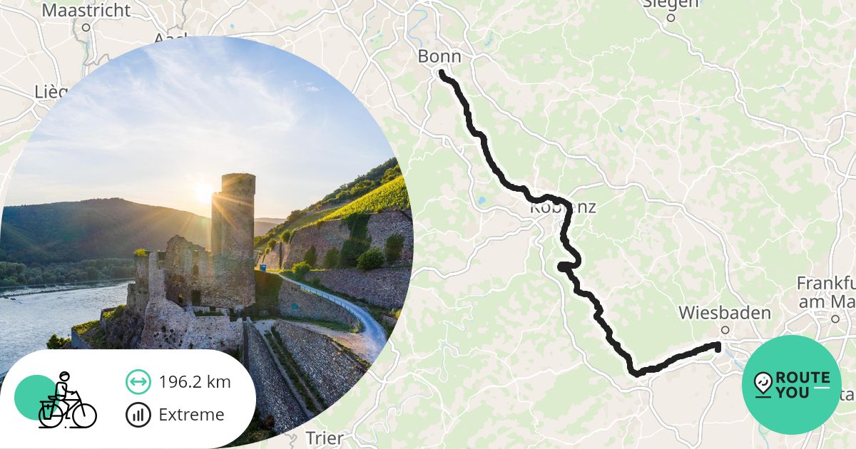 Rijn-fietsroute - Romantische Rijn - Recreatieve fietsroute | RouteYou