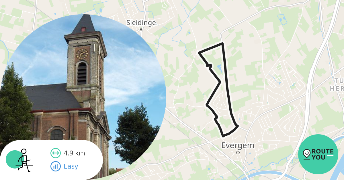 Evergem reibroekstraat kort - Wandelroute | RouteYou